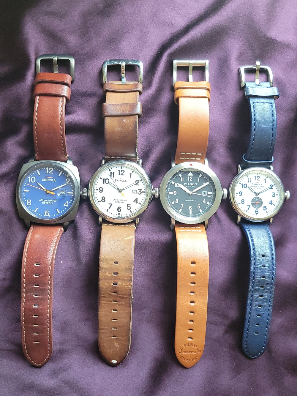 Shinola Men’s Blue Dial Leather Strap Watch